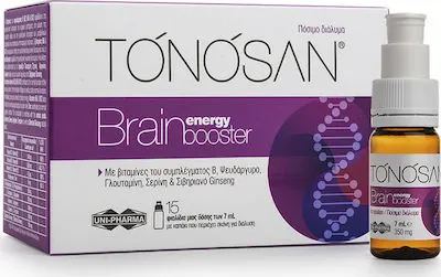 Tonosan Brain Energy Booster, Συμπλήρωμα Διατροφής Για Την Ενίσχυση Της Πνευματικής Απόδοσης & Μνήμης, 15x7ml