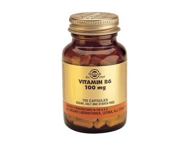 Solgar Vitamin B6 100mg Συμπλήρωμα Διατροφής Βιταμίνης Β6, Ενισχύει την Ψυχολογική Λειτουργία & το Ανοσοποιητικό Σύστημα, 100veg.caps