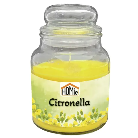 Κερί Σιτρονέλα σε Βάζο με Καπάκι Μεγάλο 50h 311gr Net, 14,5x11cm  Homie 57469