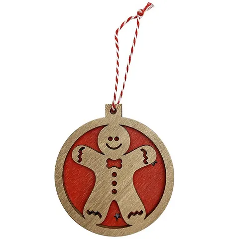 Στολίδι Κρεμαστό Ξύλινο Μπισκοτούλης 7cm Xmasfest 1132830