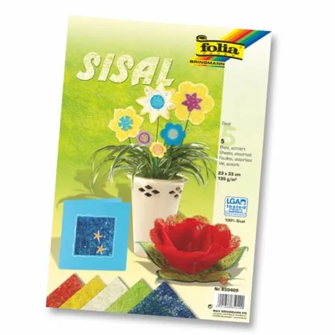 Χαρτιά FOLIA SISAL (23 x 33/ 135gr) σετ 5 τεμαχίων - FOLIA