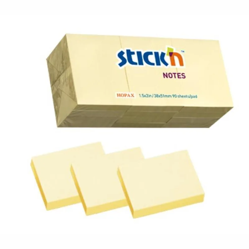 Χαρτάκια STICK N κίτρινα 38 x 50 (100 φύλλα) Σετ 3 τεμαχίων - HOPAX