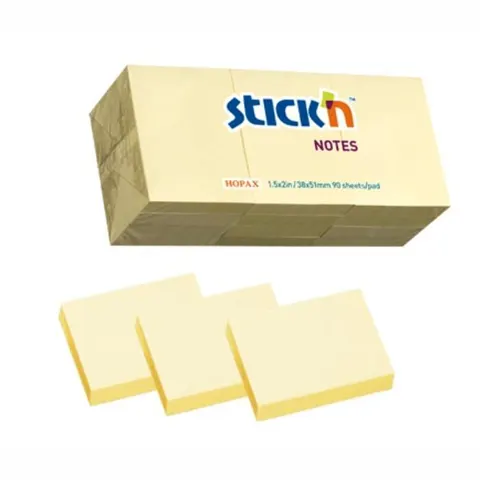 Χαρτάκια STICK N κίτρινα 38 x 50 (100 φύλλα) Σετ 3 τεμαχίων - HOPAX