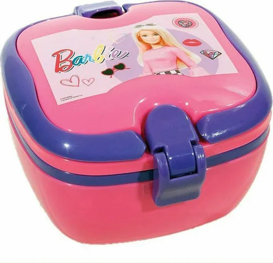 Gim Barbie Πλαστικό Παιδικό Δοχείο Φαγητού Barbie 0.6lt Ροζ 18 x 15 x 9εκ.