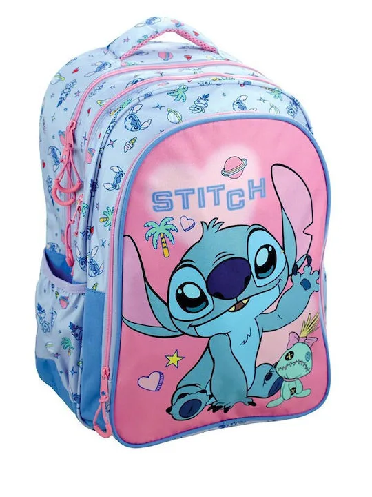 Stitch Σχολική Τσάντα Πλάτης Δημοτικού με Θήκη για Παγούρι Πολύχρωμη 35 x 20 x 46εκ 2026 - Gim