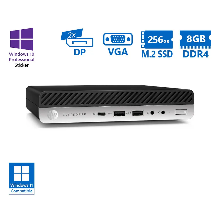 HP EliteDesk 800G4 DM i5-8500/8GB DDR4/256GB M.2 SSD/No ODD/10P Grade A Refurbished PC